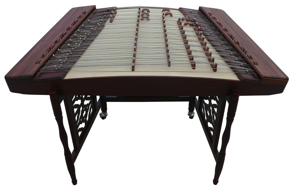 Buy Concert Grade Rosy Sandalwood Plain Surface Yangqin Instrument Chinese Hammered Dulcimer 402 Type Upside Sound Output with Accessories 402 上发音扬琴