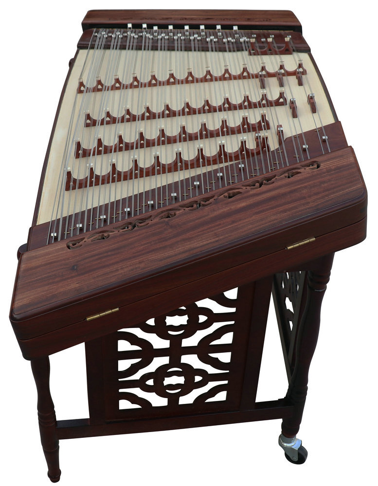Buy Concert Grade Rosy Sandalwood Plain Surface Yangqin Instrument Chinese Hammered Dulcimer 402 Type Upside Sound Output with Accessories 402 上发音扬琴