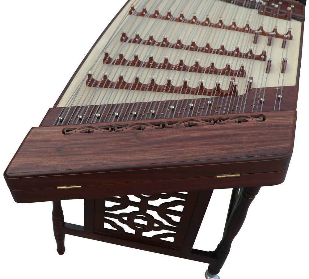 Buy Concert Grade Rosy Sandalwood Plain Surface Yangqin Instrument Chinese Hammered Dulcimer 402 Type Upside Sound Output with Accessories 402 上发音扬琴