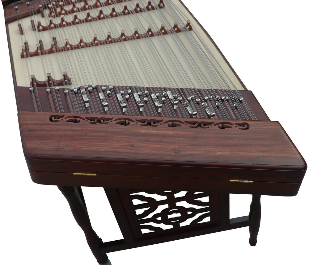 Buy Concert Grade Rosy Sandalwood Plain Surface Yangqin Instrument Chinese Hammered Dulcimer 402 Type Upside Sound Output with Accessories 402 上发音扬琴