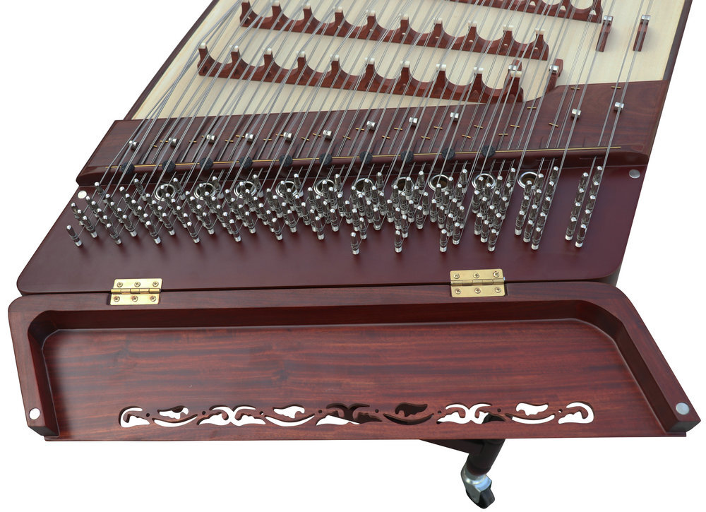 Buy Concert Grade Rosy Sandalwood Plain Surface Yangqin Instrument Chinese Hammered Dulcimer 402 Type Upside Sound Output with Accessories 402 上发音扬琴