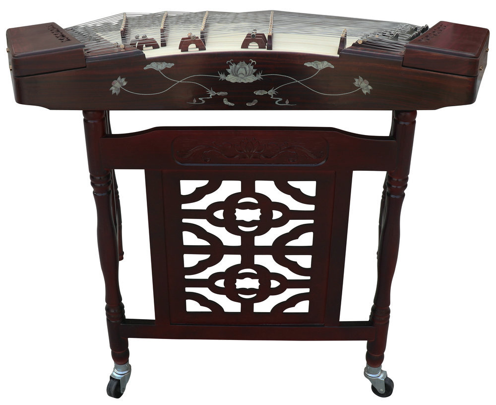 Buy Premium Grade Purple Sandalwood Plain Surface Yangqin Instrument Chinese Hammered Dulcimer 402 Type Upside Sound Output with Accessories 402 上发音扬琴