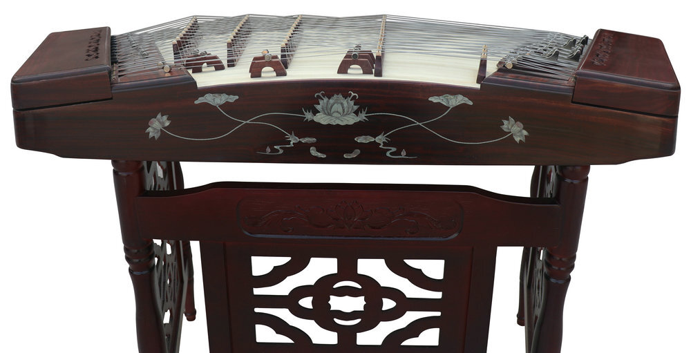 Buy Premium Grade Purple Sandalwood Plain Surface Yangqin Instrument Chinese Hammered Dulcimer 402 Type Upside Sound Output with Accessories 402 上发音扬琴