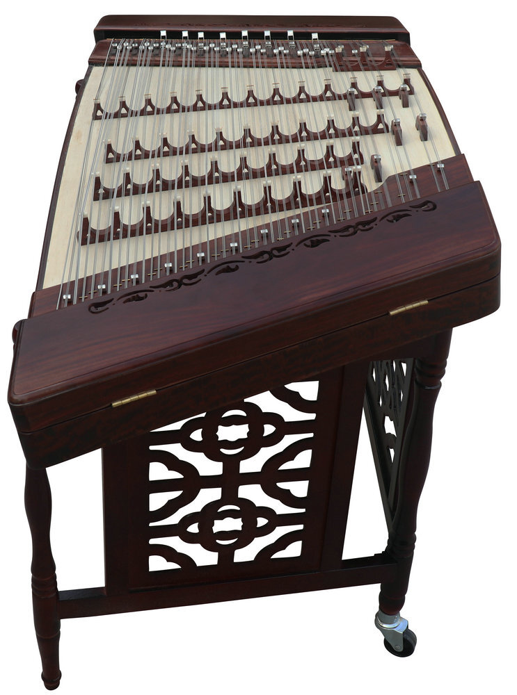Buy Premium Grade Purple Sandalwood Plain Surface Yangqin Instrument Chinese Hammered Dulcimer 402 Type Upside Sound Output with Accessories 402 上发音扬琴