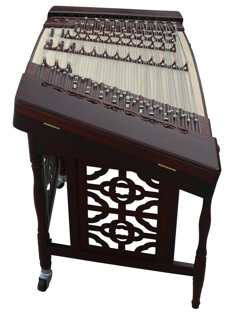 Buy Premium Grade Purple Sandalwood Plain Surface Yangqin Instrument Chinese Hammered Dulcimer 402 Type Upside Sound Output with Accessories 402 上发音扬琴