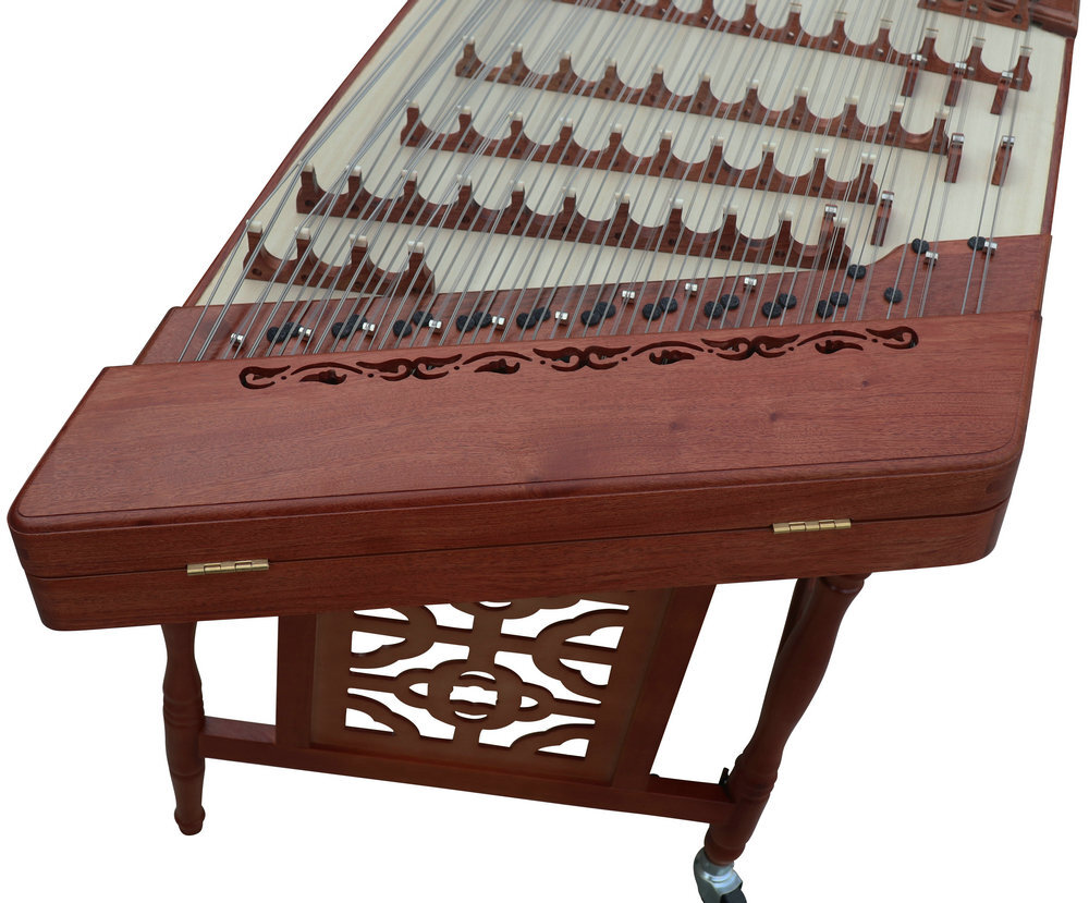 Buy Concert Grade Rosy Sandalwood Plain Surface Yangqin Instrument Chinese Hammered Dulcimer G402 Type Upside Sound Output with Accessories G402 上发音扬琴
