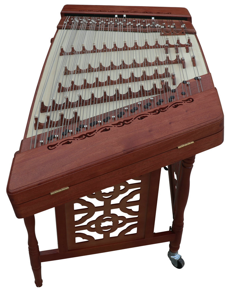 Buy Concert Grade Rosy Sandalwood Plain Surface Yangqin Instrument Chinese Hammered Dulcimer G402 Type Upside Sound Output with Accessories G402 上发音扬琴