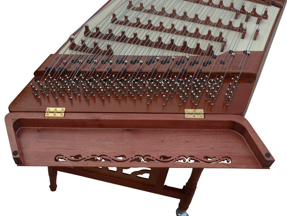 Buy Concert Grade Rosy Sandalwood Plain Surface Yangqin Instrument Chinese Hammered Dulcimer G402 Type Upside Sound Output with Accessories G402 上发音扬琴