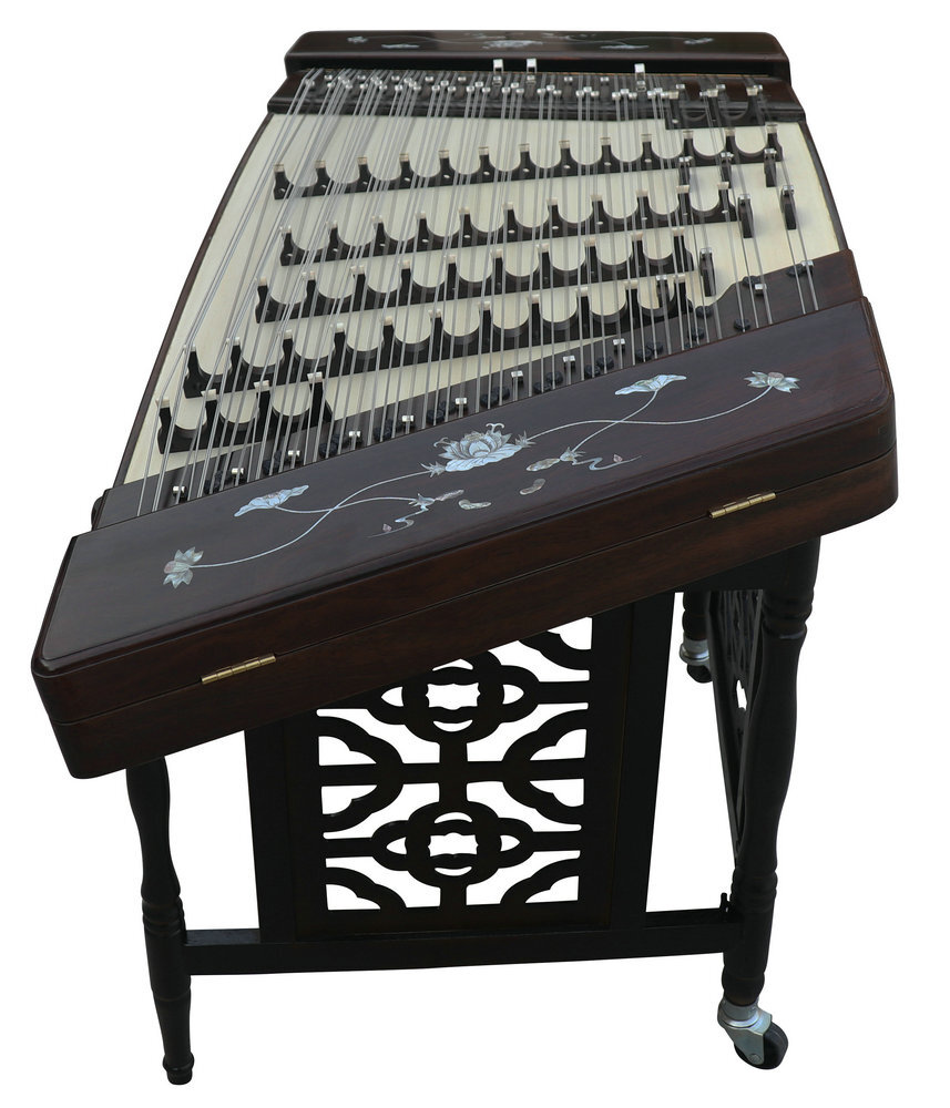 Buy Concert Grade Black Sandalwood Yangqin Instrument Chinese Hammered Dulcimer G402 Type with Accessories G402 扬琴