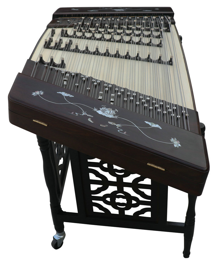 Buy Concert Grade Black Sandalwood Yangqin Instrument Chinese Hammered Dulcimer G402 Type with Accessories G402 扬琴