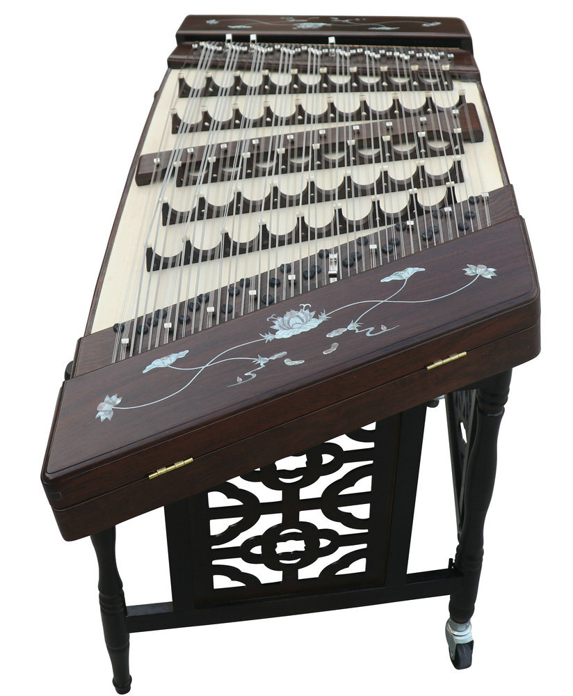 Buy Concert Grade Black Sandalwood Yangqin Instrument Chinese Hammered Dulcimer 405 Type with Accessories 405 扬琴