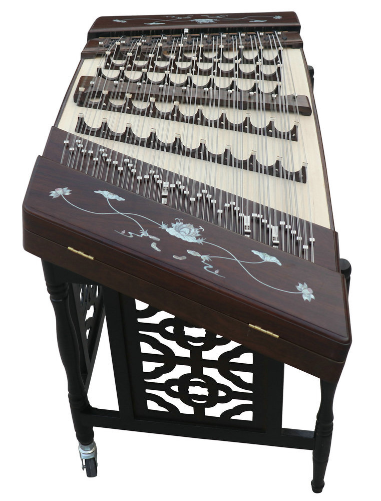 Buy Concert Grade Black Sandalwood Yangqin Instrument Chinese Hammered Dulcimer 405 Type with Accessories 405 扬琴