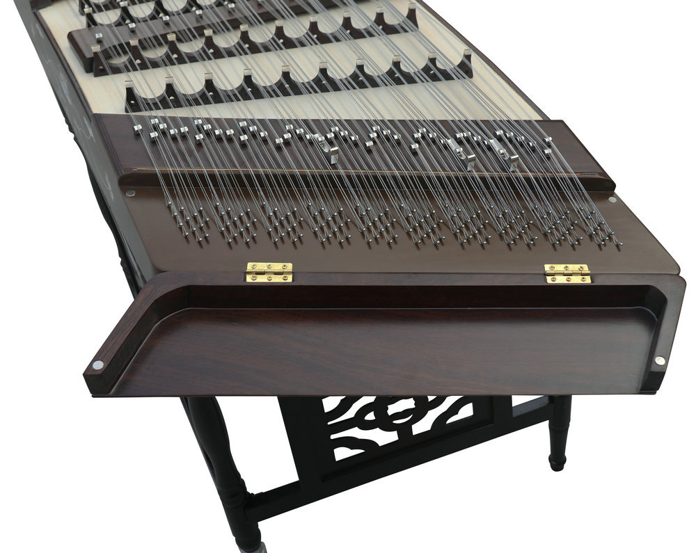 Buy Concert Grade Black Sandalwood Yangqin Instrument Chinese Hammered Dulcimer 405 Type with Accessories 405 扬琴