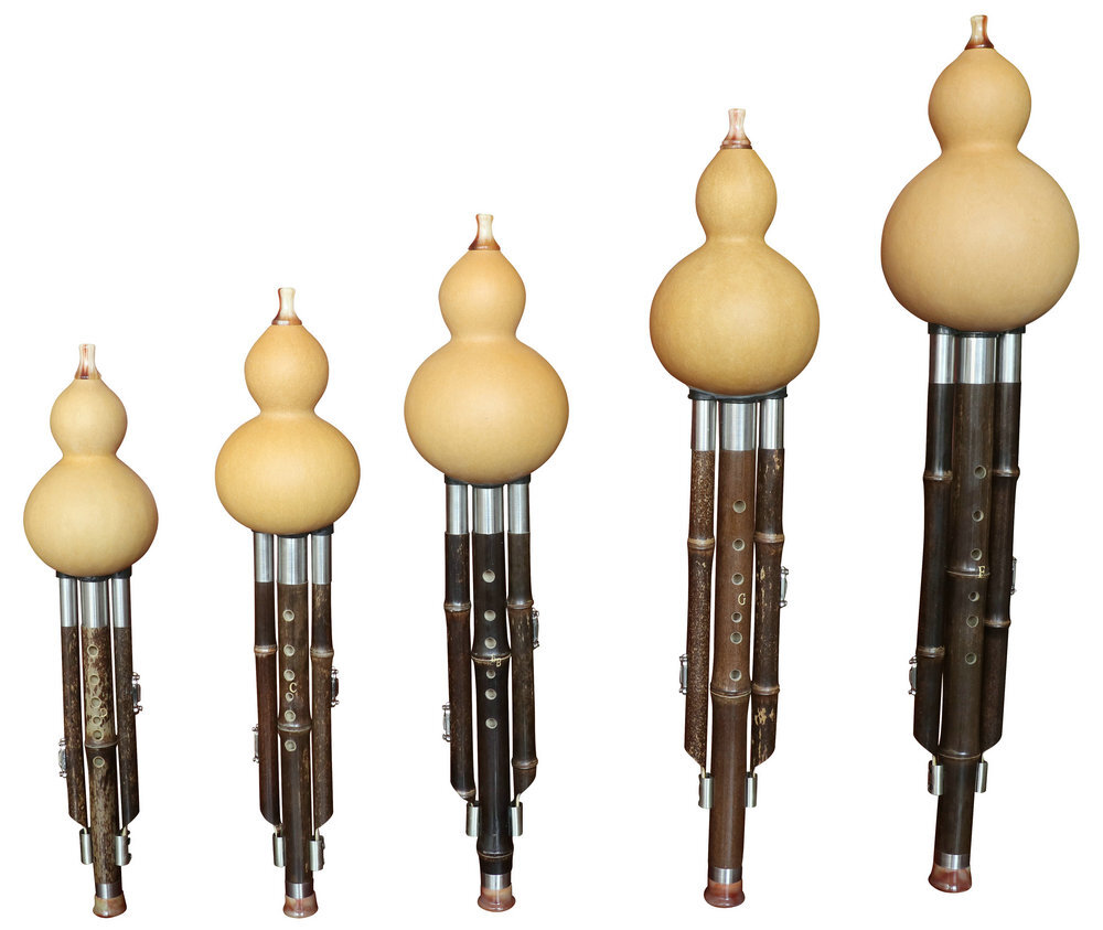 Buy Concert Grade Plain Style Baked Chinese Yunnan Free Reed Gourd & Bamboo Flute Hulusi Kit 5 Pcs 葫芦丝套装5支