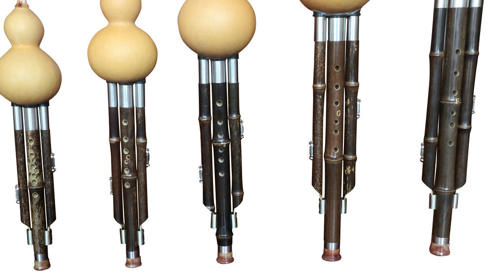 Buy Concert Grade Plain Style Baked Chinese Yunnan Free Reed Gourd & Bamboo Flute Hulusi Kit 5 Pcs 葫芦丝套装5支