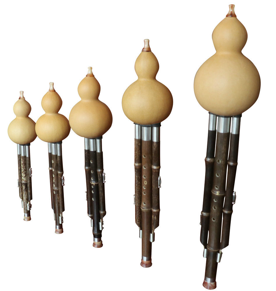 Buy Concert Grade Plain Style Baked Chinese Yunnan Free Reed Gourd & Bamboo Flute Hulusi Kit 5 Pcs 葫芦丝套装5支