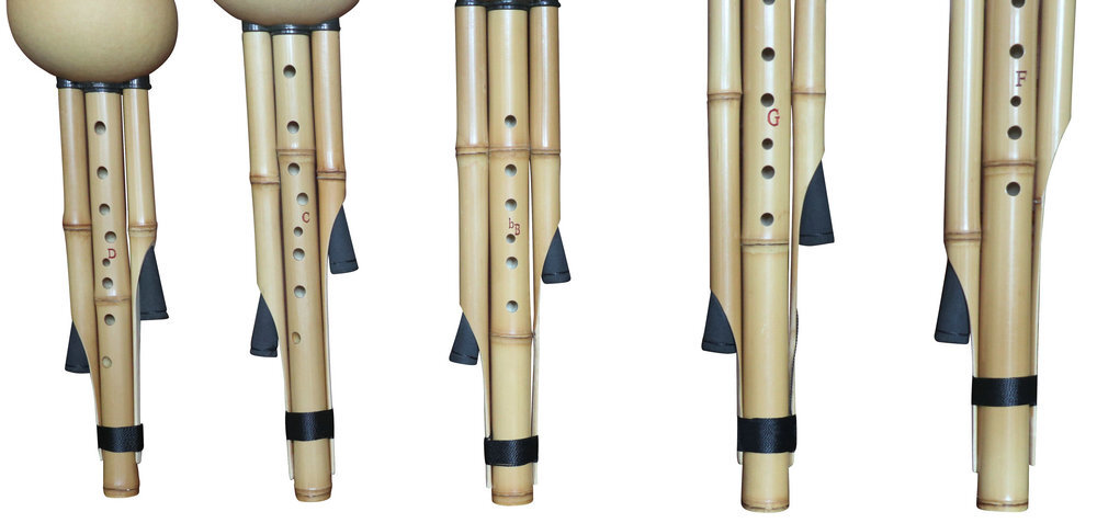 Buy Premium Quality Plain Style Baked Chinese Yunnan Free Reed Gourd & Bamboo Flute Hulusi Kit 5 Pcs 葫芦丝套装5支