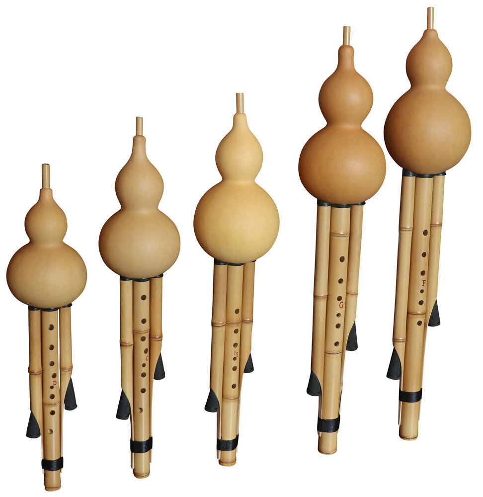 Buy Premium Quality Plain Style Baked Chinese Yunnan Free Reed Gourd & Bamboo Flute Hulusi Kit 5 Pcs 葫芦丝套装5支