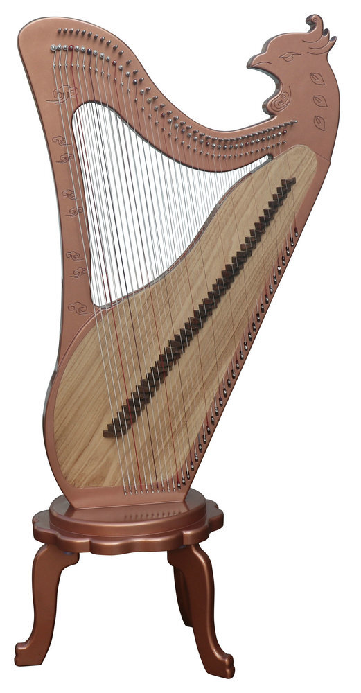 Buy Concert Grade Modern Konghou Instrument Ancient Chinese Zither 39 Strings with Legs 箜篌