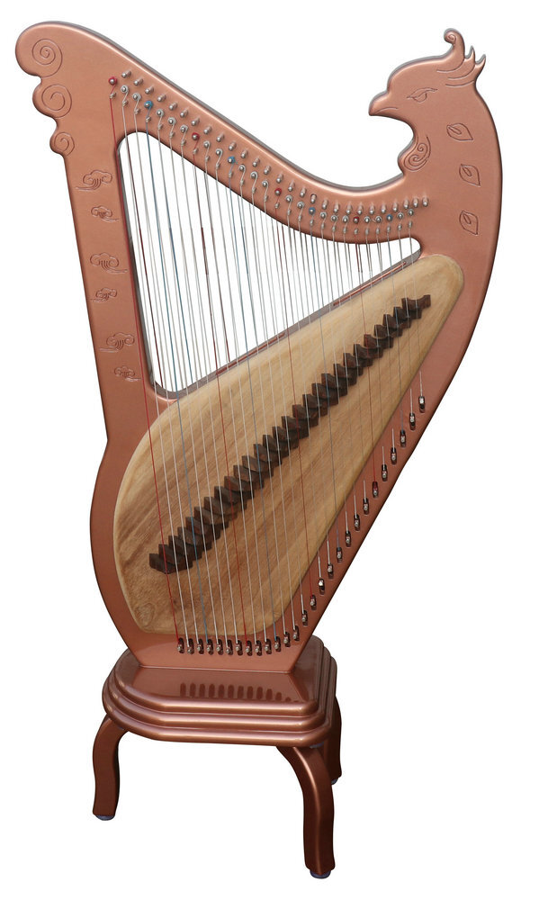 Buy Professional Level Modern Konghou Instrument Ancient Chinese Zither 27 Strings with Legs 箜篌 Buy Professional Level Modern Konghou Instrument Ancient Chinese Zither 27 Strings with Legs 箜篌