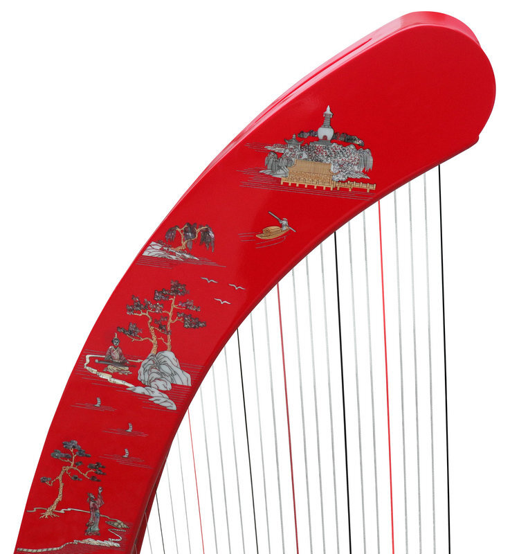 Buy Professional Konghou Instrument Ancient Chinese Harp 23 Strings with Pictures of Mountains & Trees 箜篌
