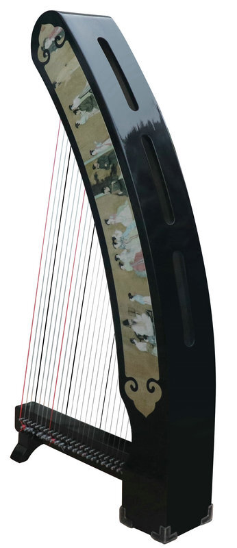 Buy Professional Konghou Instrument Ancient Chinese Zither 23 Strings with Pictures of  Ancient People 箜篌