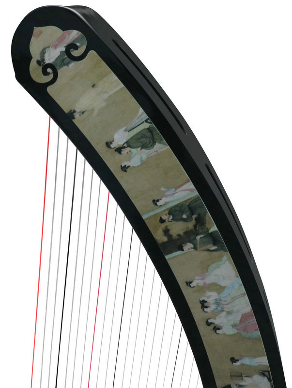 Buy Professional Konghou Instrument Ancient Chinese Zither 23 Strings with Pictures of  Ancient People 箜篌