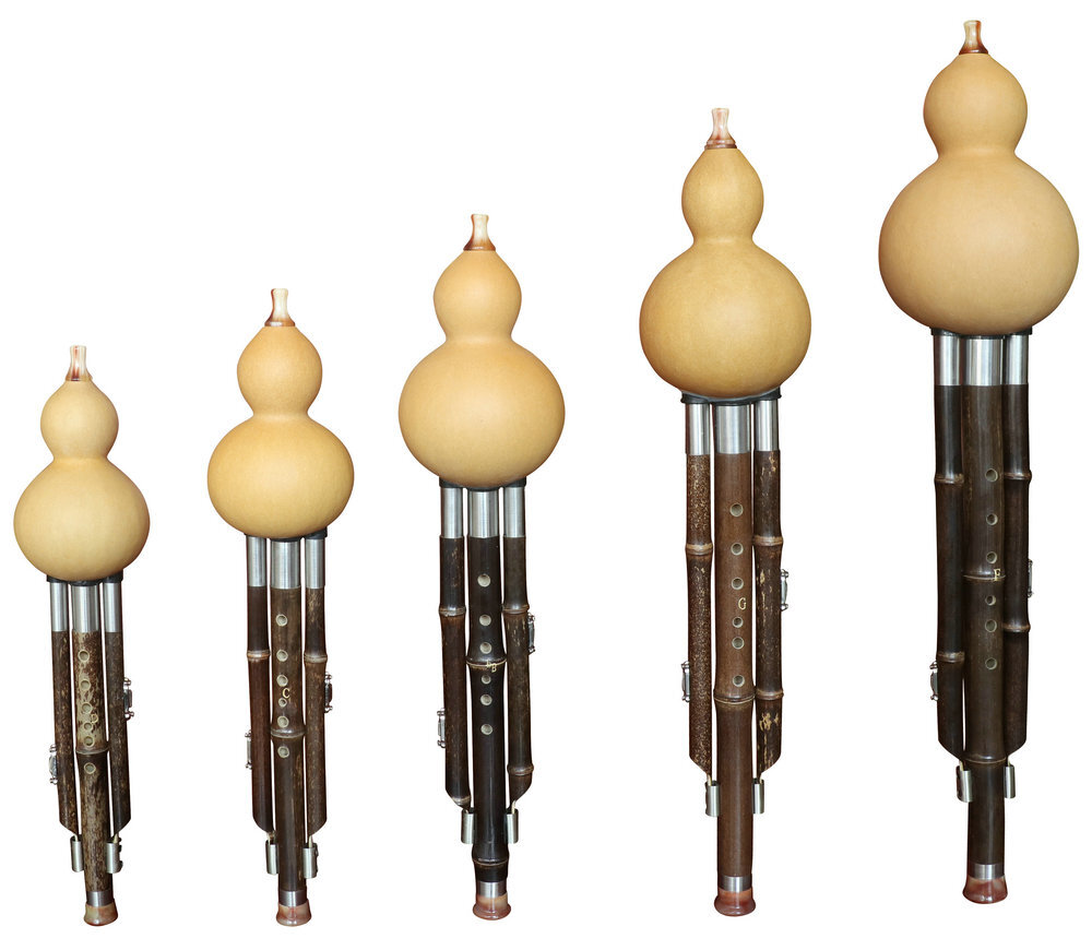 Buy Concert Grade Plain Style Baked Chinese Yunnan Free Reed Gourd & Bamboo Flute Hulusi Kit 5 Pcs 葫芦丝套装5支