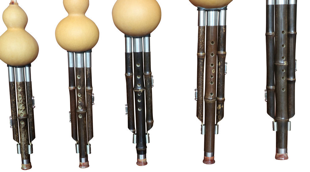 Buy Concert Grade Plain Style Baked Chinese Yunnan Free Reed Gourd & Bamboo Flute Hulusi Kit 5 Pcs 葫芦丝套装5支