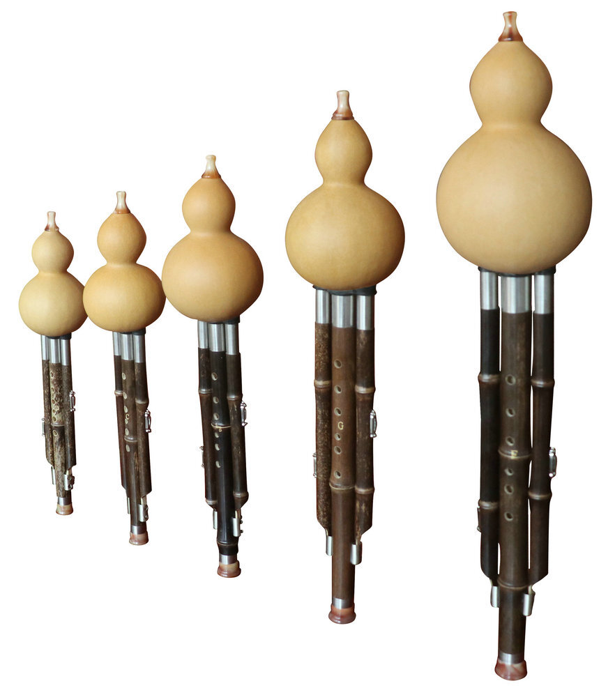 Buy Concert Grade Plain Style Baked Chinese Yunnan Free Reed Gourd & Bamboo Flute Hulusi Kit 5 Pcs 葫芦丝套装5支
