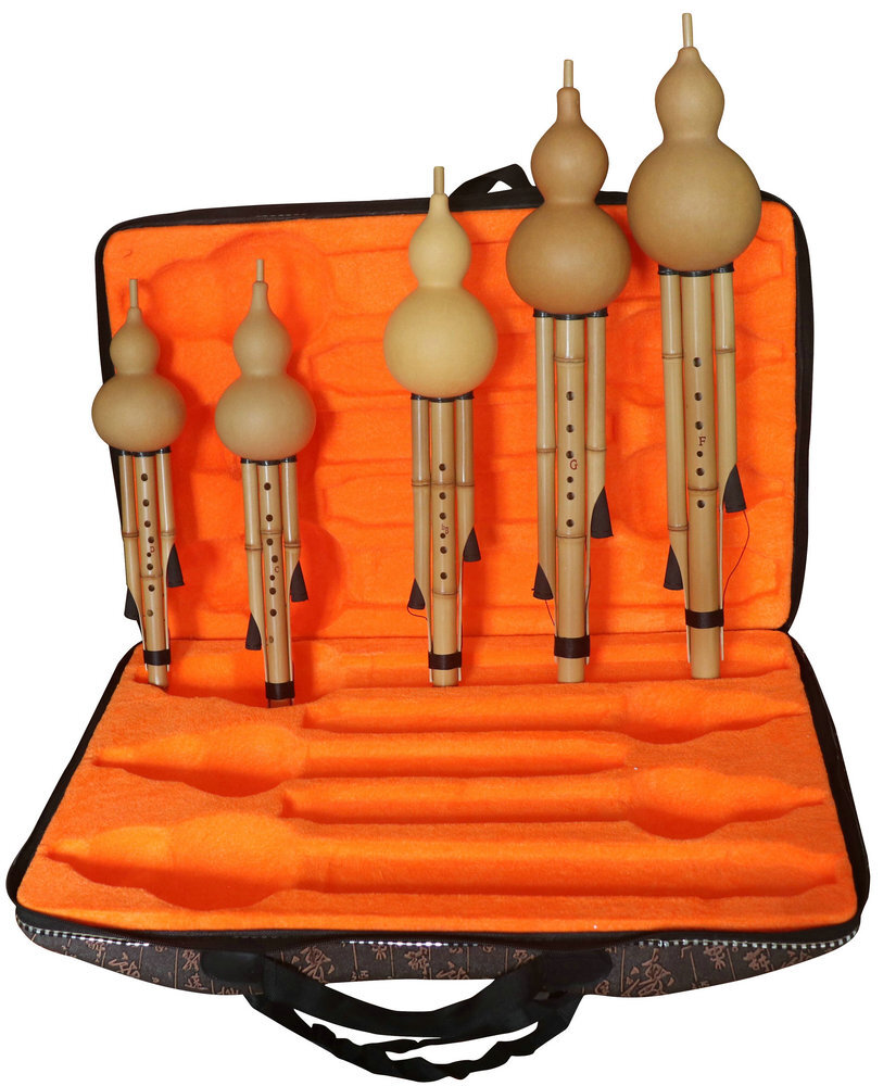 Buy Premium Quality Plain Style Baked Chinese Yunnan Free Reed Gourd & Bamboo Flute Hulusi Kit 5 Pcs 葫芦丝套装5支