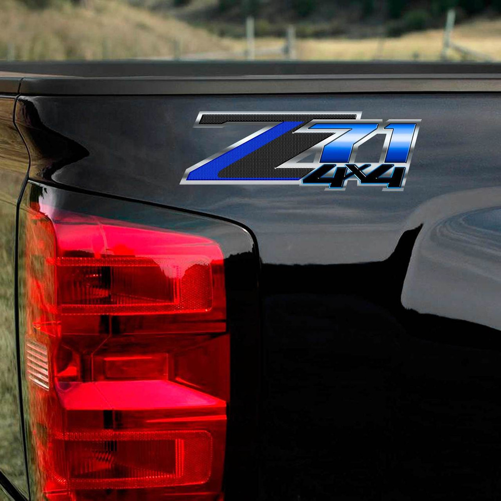 Z71 Blue Carbon Fiber 4x4 Decal Set