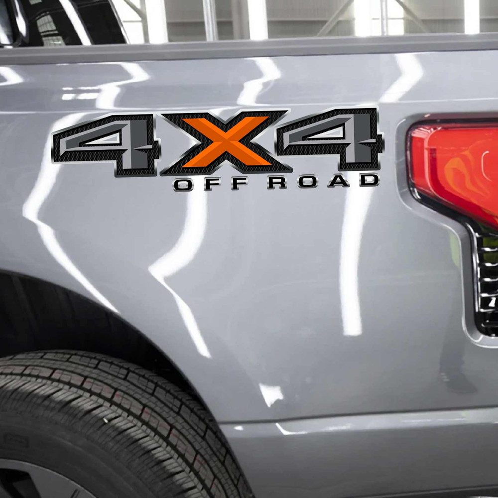 4x4 Ford F-150 Carbon Fiber Orange Truck Decals