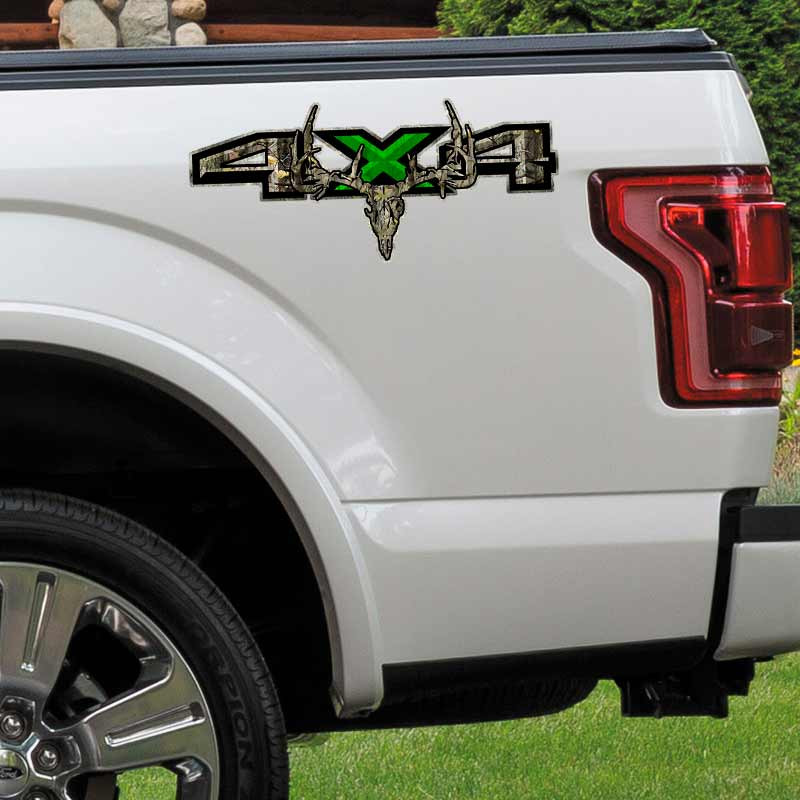 4x4 Green Camouflage Deer Skull Ford Truck Decals
