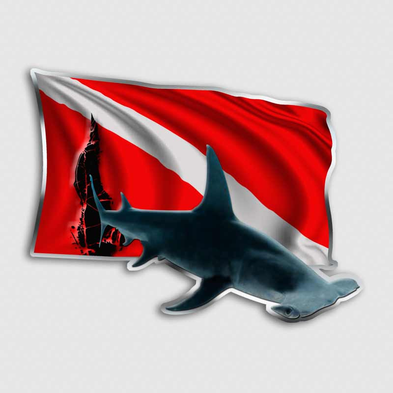 Hammerhead Shark Dive Flag Decal