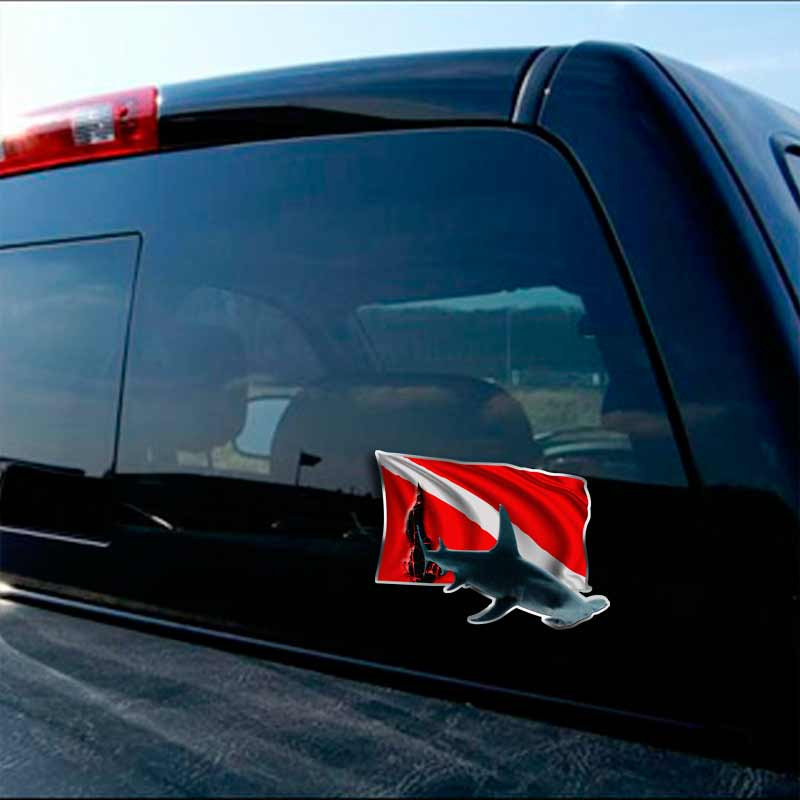 Hammerhead Shark Dive Flag Decal