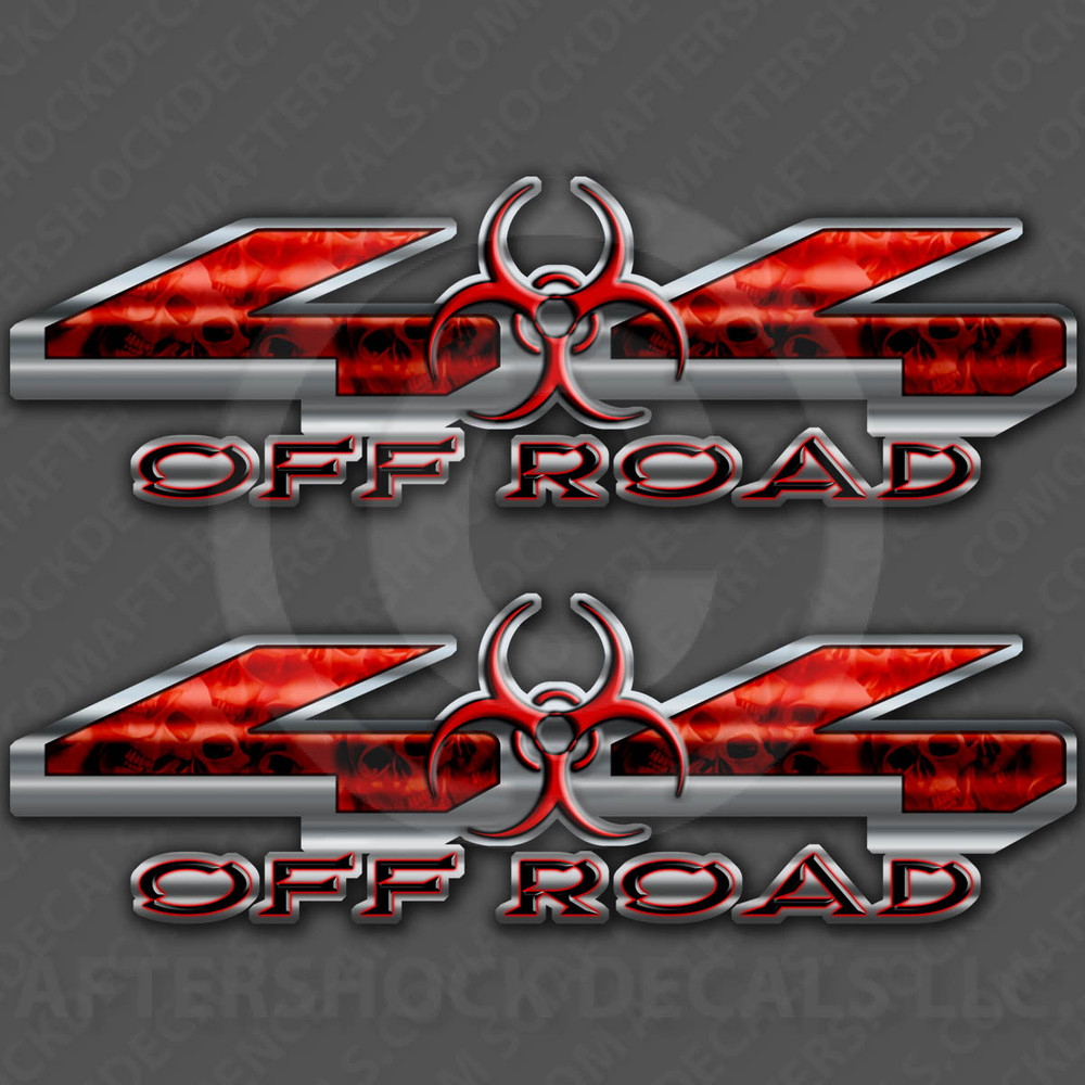 4x4 Biohazard Red Skull Decals