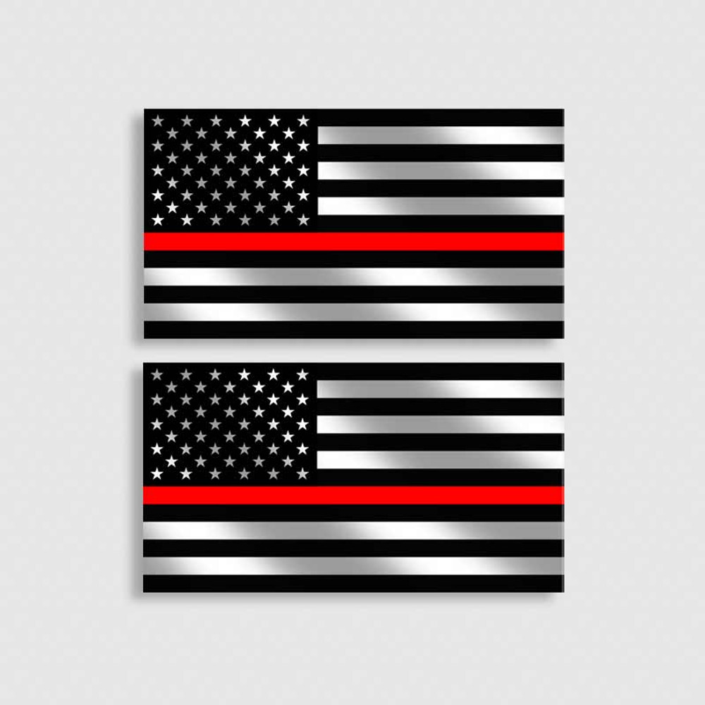 Firefighter Thin Red Line American Flag Decal Set