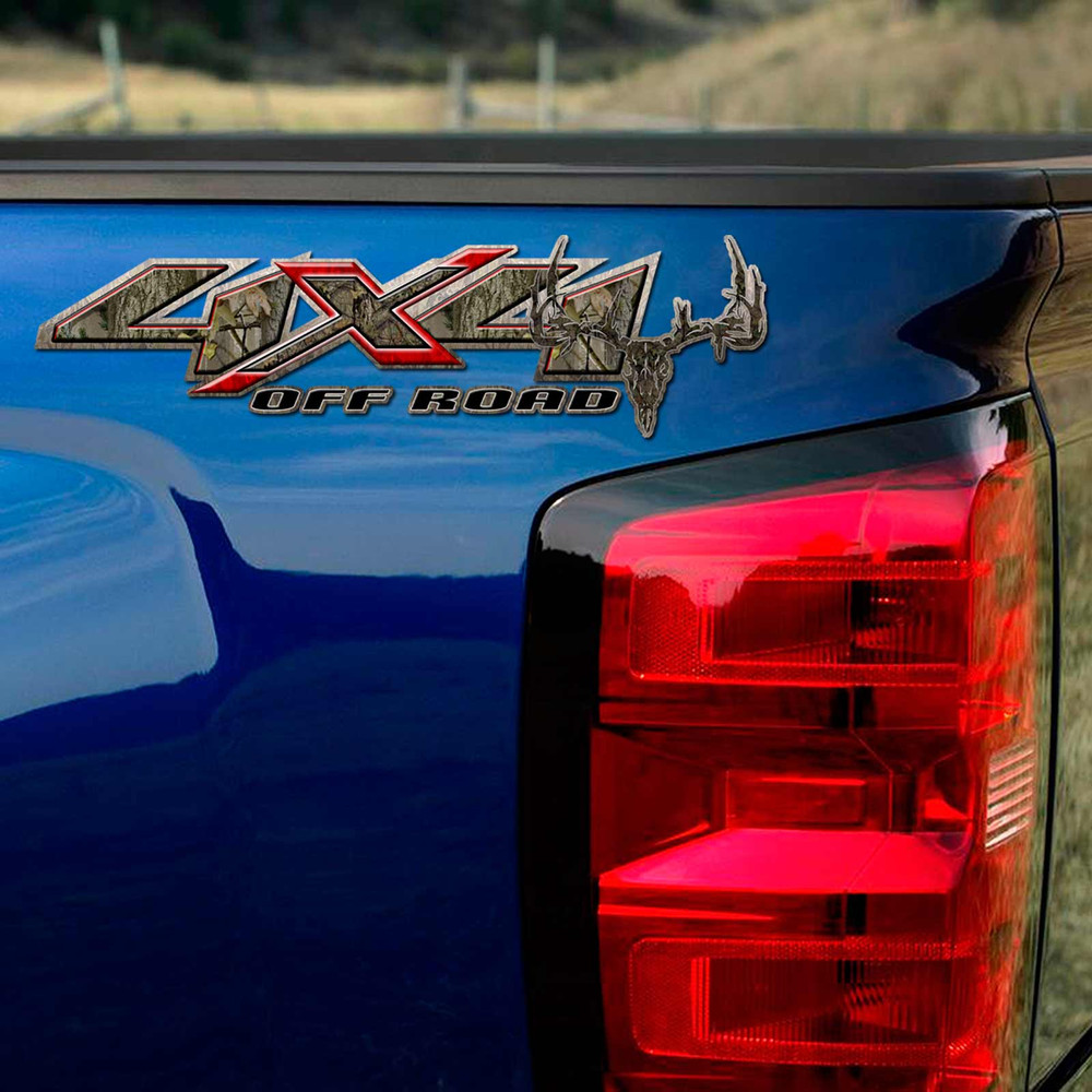 4x4 Autumn Stalker Camouflage Red Skull Truck Decal Set