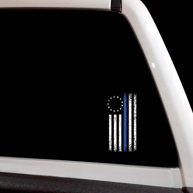 Blue Line Betsy Ross Flag Distressed Decal