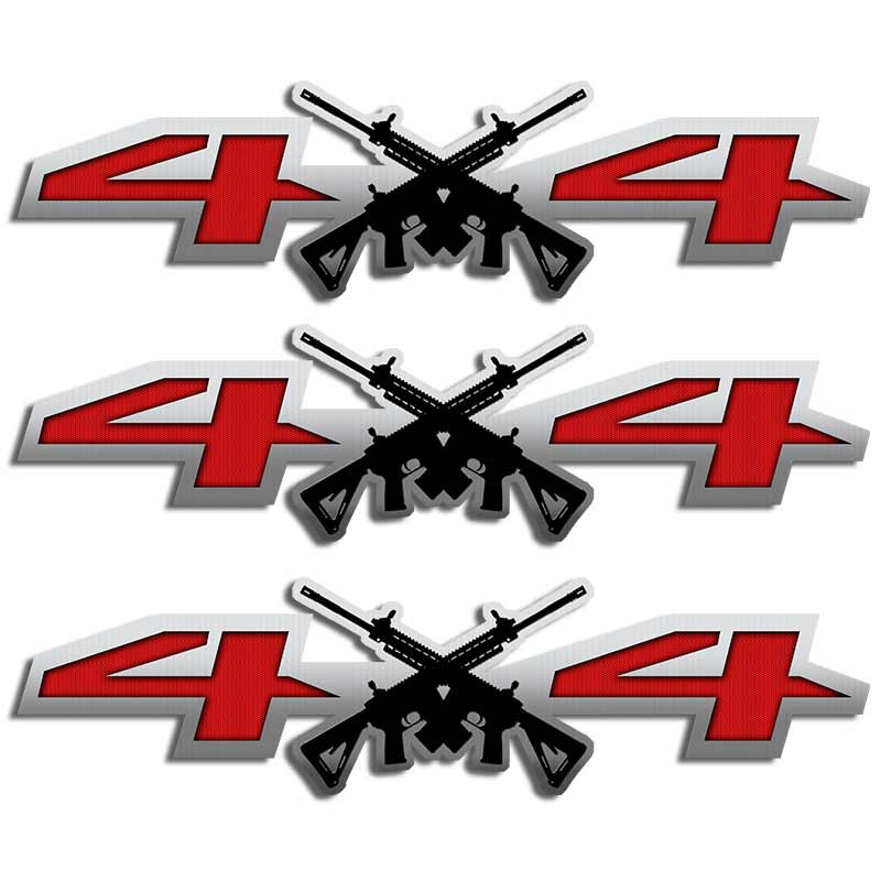 AR-15 Silverado 4x4 Red Pro Gun Truck Decal Set