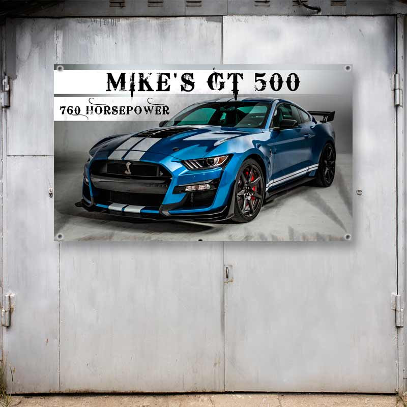 Shelby GT 500 Custom Name Mustang Car Display Banner