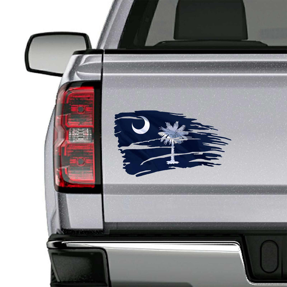 South Carolina State Flag Tattered Distressed Decal Set