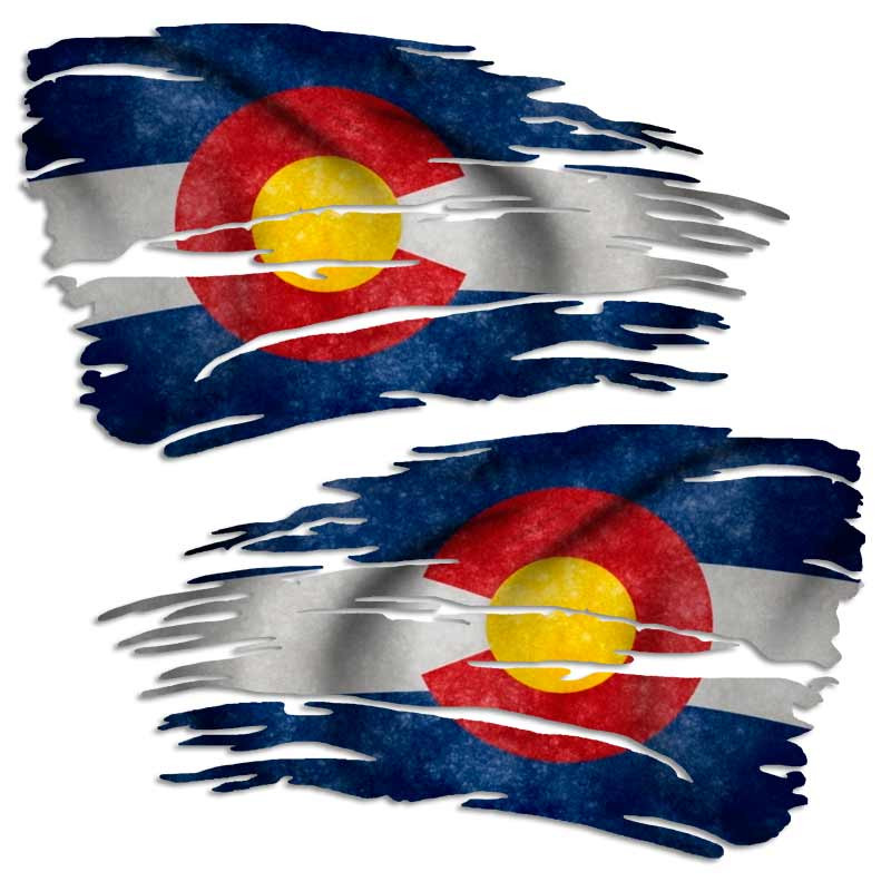 Colorado State Flag Tattered Distressed Decal Set