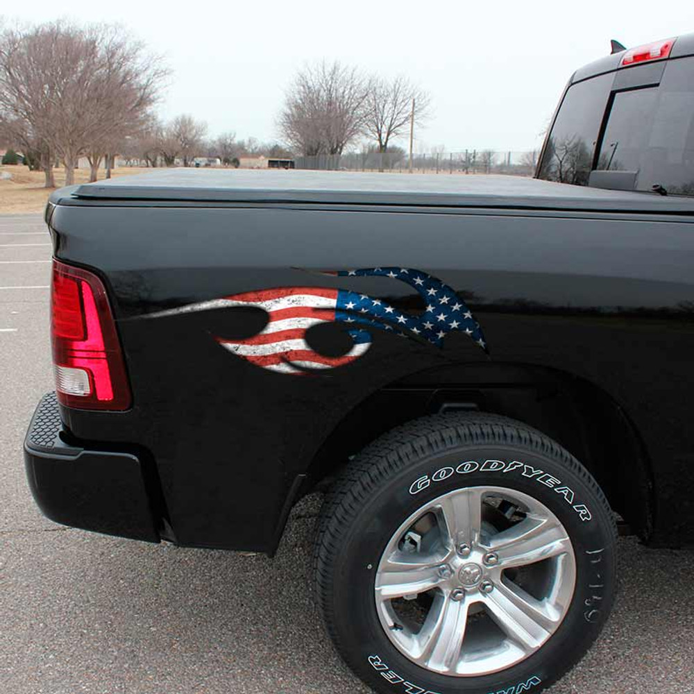 American Flag Tribal Flame Tattoo Decal Set