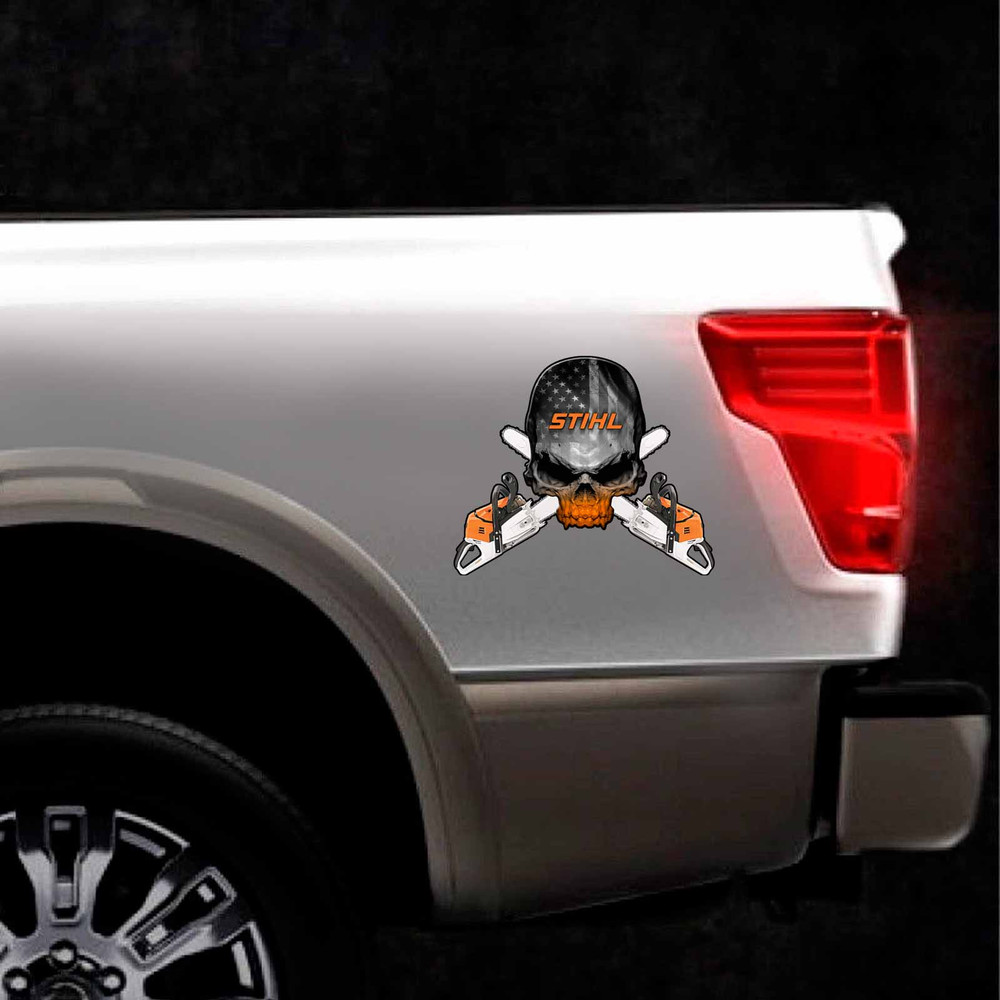 Stihl Chainsaw Skull Logger Crossbones Decal