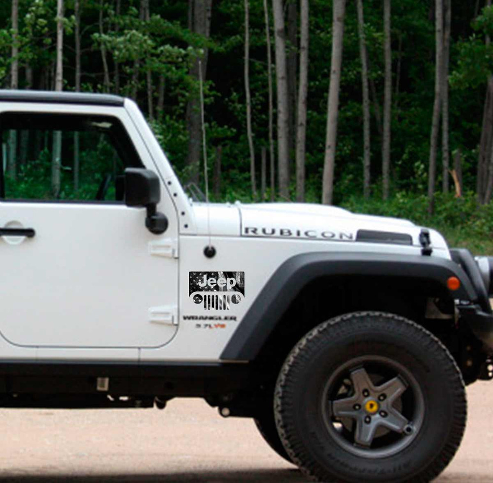 Subdued American Flag Jeep 4x4 Decal
