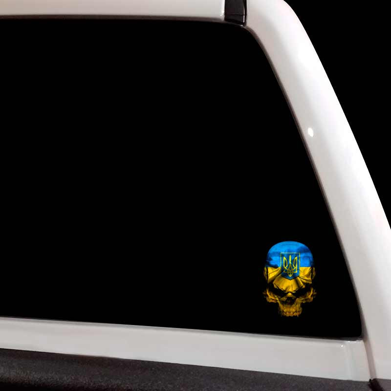 Ukraine Country Flag Skull Sticker