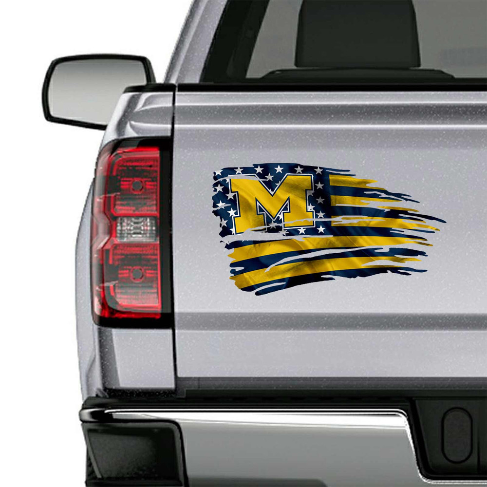 Michigan Tattered Flag Wolverines Decal Set