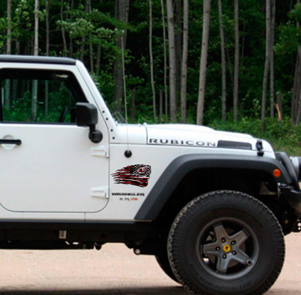 South Carolina Tattered Flag Gamecocks Decal Set